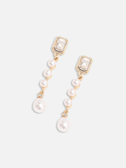 GOLD PLATED PARTY DESIGNER STONE DROP EARRING FOR WOMEN