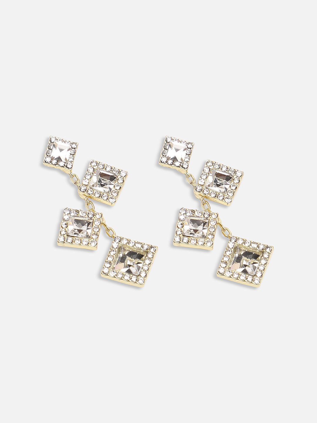 GOLD PLATED PARTY DESIGNER STONE DROP EARRING FOR WOMEN