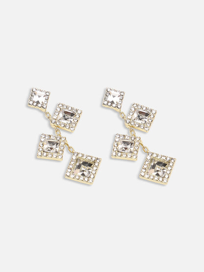 GOLD PLATED PARTY DESIGNER STONE DROP EARRING FOR WOMEN