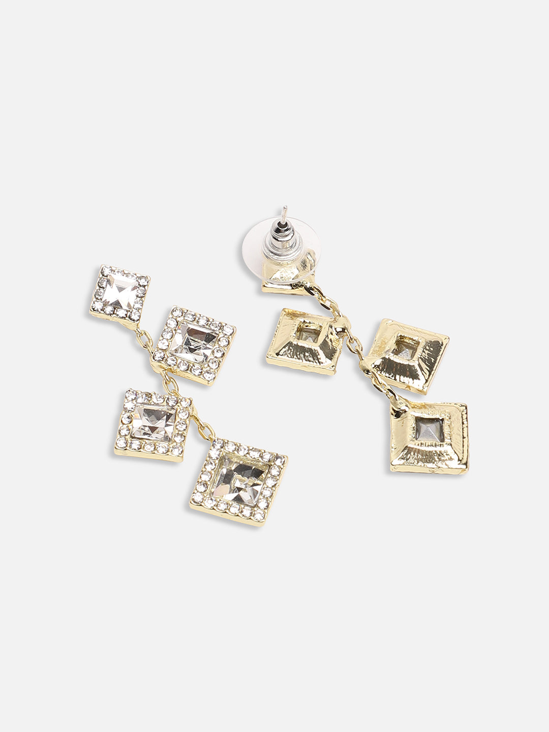 GOLD PLATED PARTY DESIGNER STONE DROP EARRING FOR WOMEN