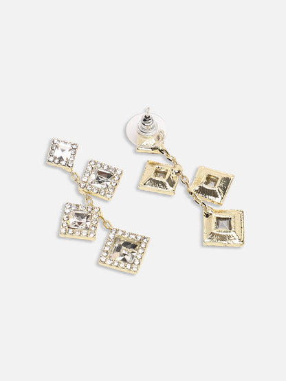 GOLD PLATED PARTY DESIGNER STONE DROP EARRING FOR WOMEN