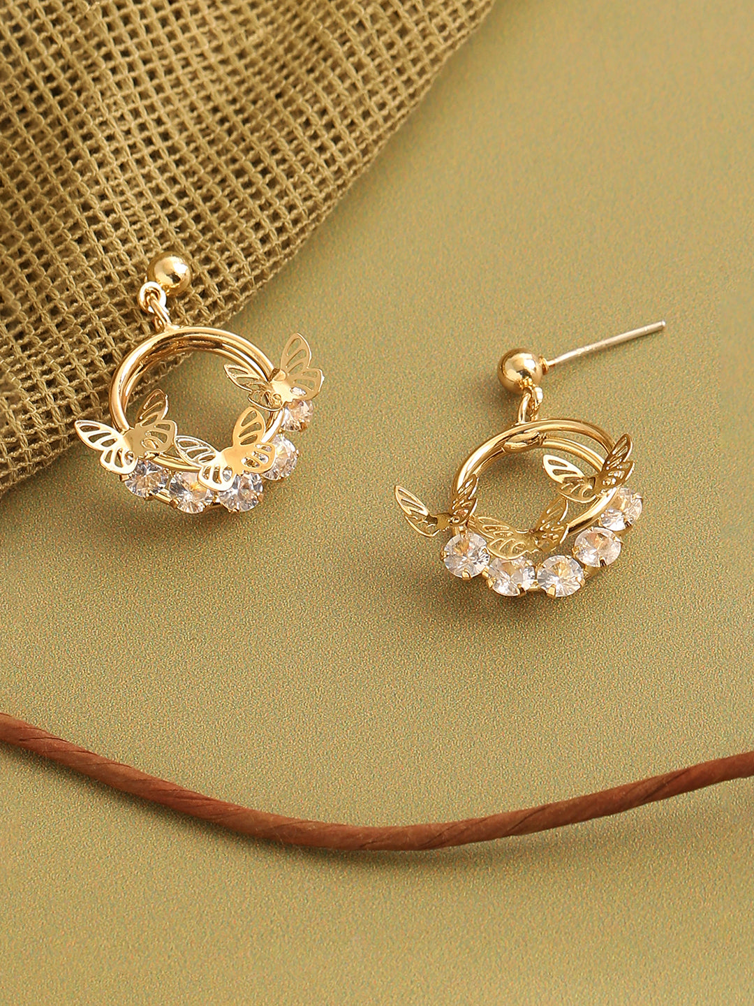 GOLD PLATED PARTY DESIGNER STONE DROP EARRING FOR WOMEN