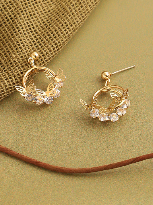 GOLD PLATED PARTY DESIGNER STONE DROP EARRING FOR WOMEN