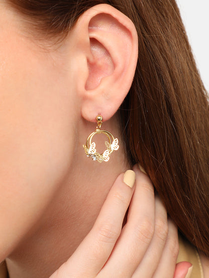GOLD PLATED PARTY DESIGNER STONE DROP EARRING FOR WOMEN