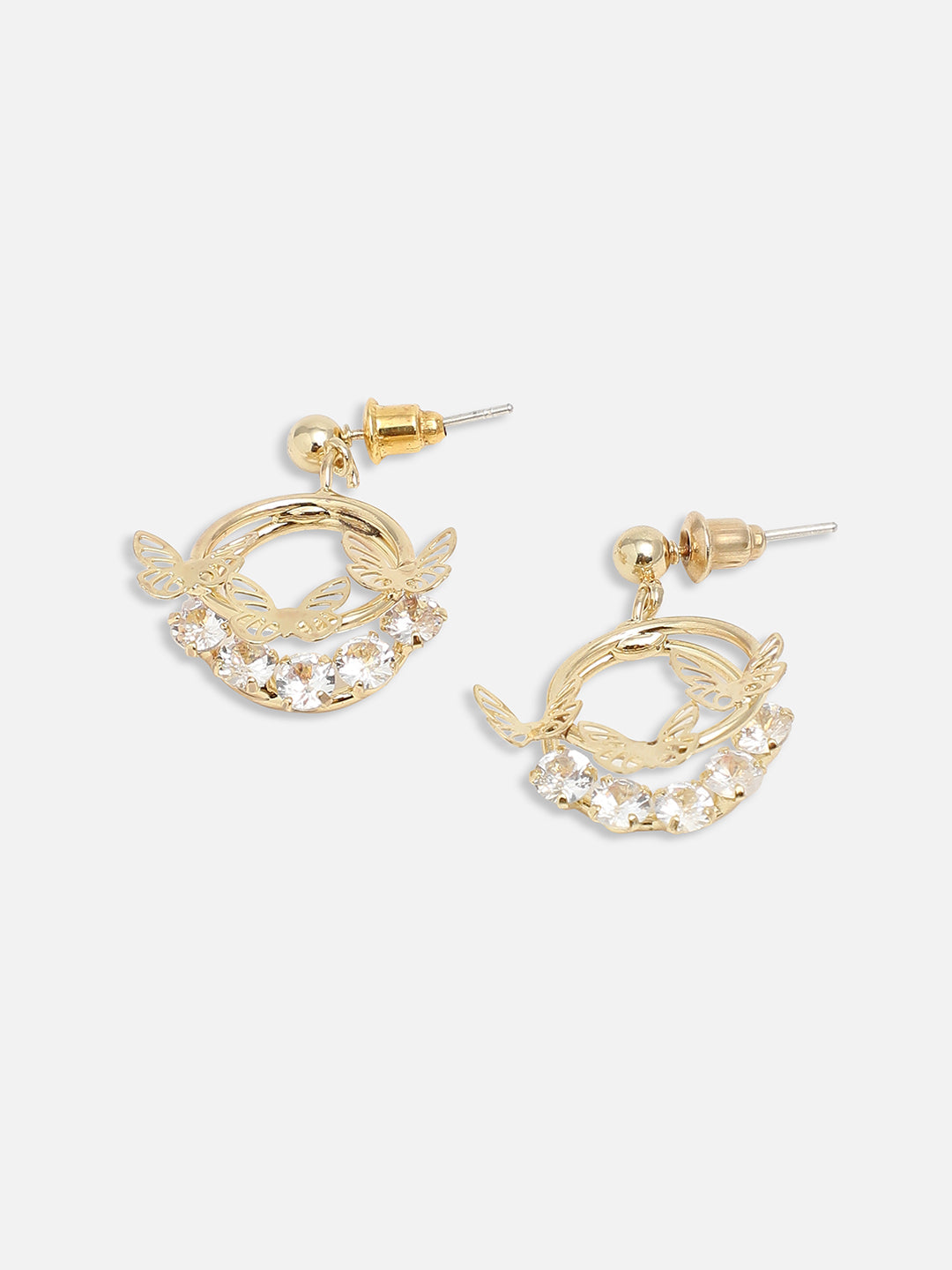 GOLD PLATED PARTY DESIGNER STONE DROP EARRING FOR WOMEN