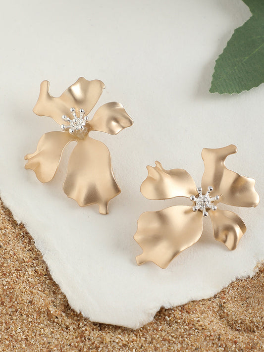 GOLD PLATED CASUAL DESIGNER STONE STUD FOR WOMEN