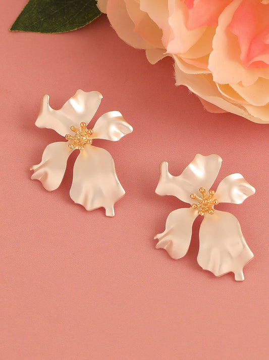 GOLD PLATED CASUAL DESIGNER STONE STUD FOR WOMEN