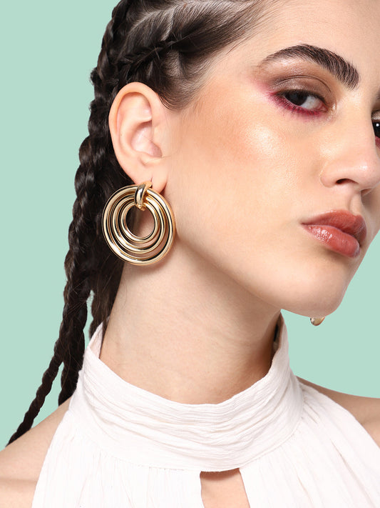 GOLD PLATED PARTY DESIGNER DROP EARRING FOR WOMEN