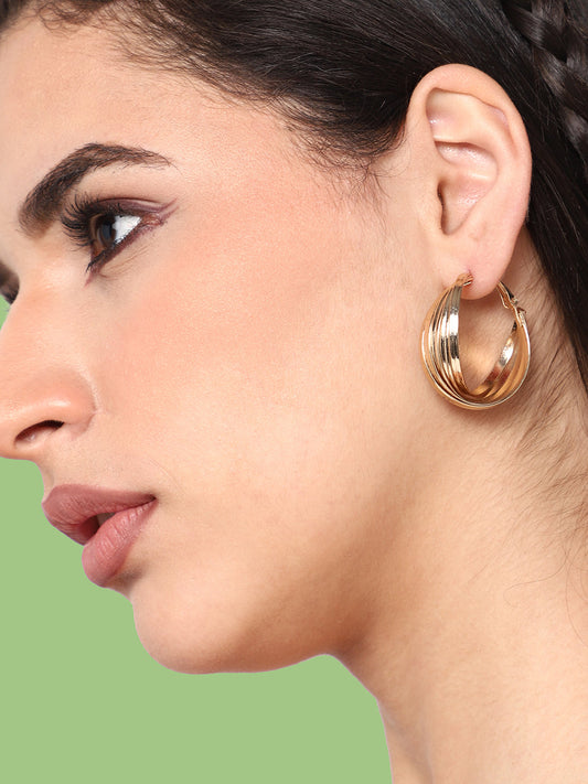 GOLD PLATED PARTY DESIGNER HOOP EARRING FOR WOMEN