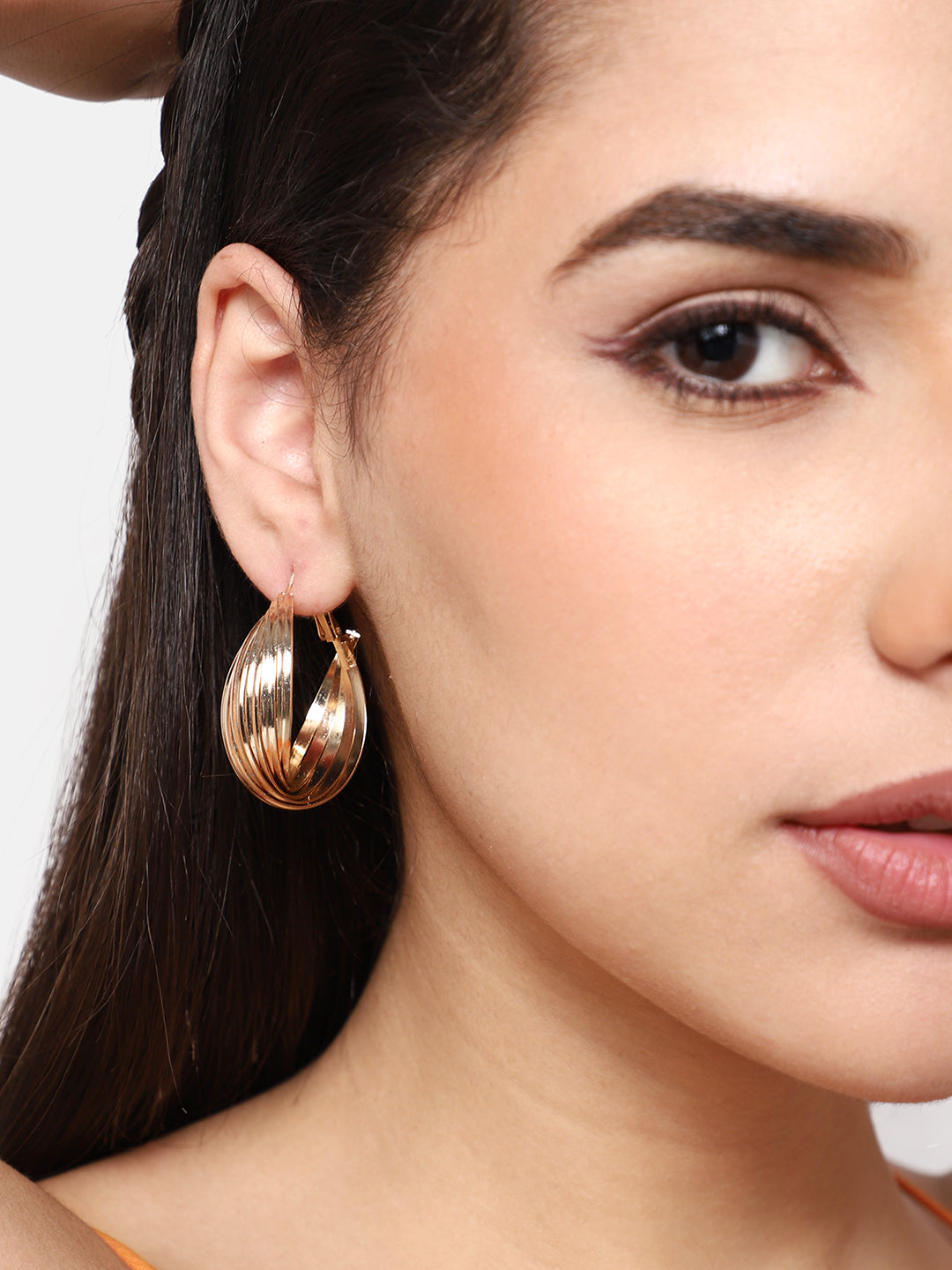 GOLD PLATED PARTY DESIGNER HOOP EARRING FOR WOMEN