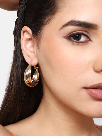 GOLD PLATED PARTY DESIGNER HOOP EARRING FOR WOMEN