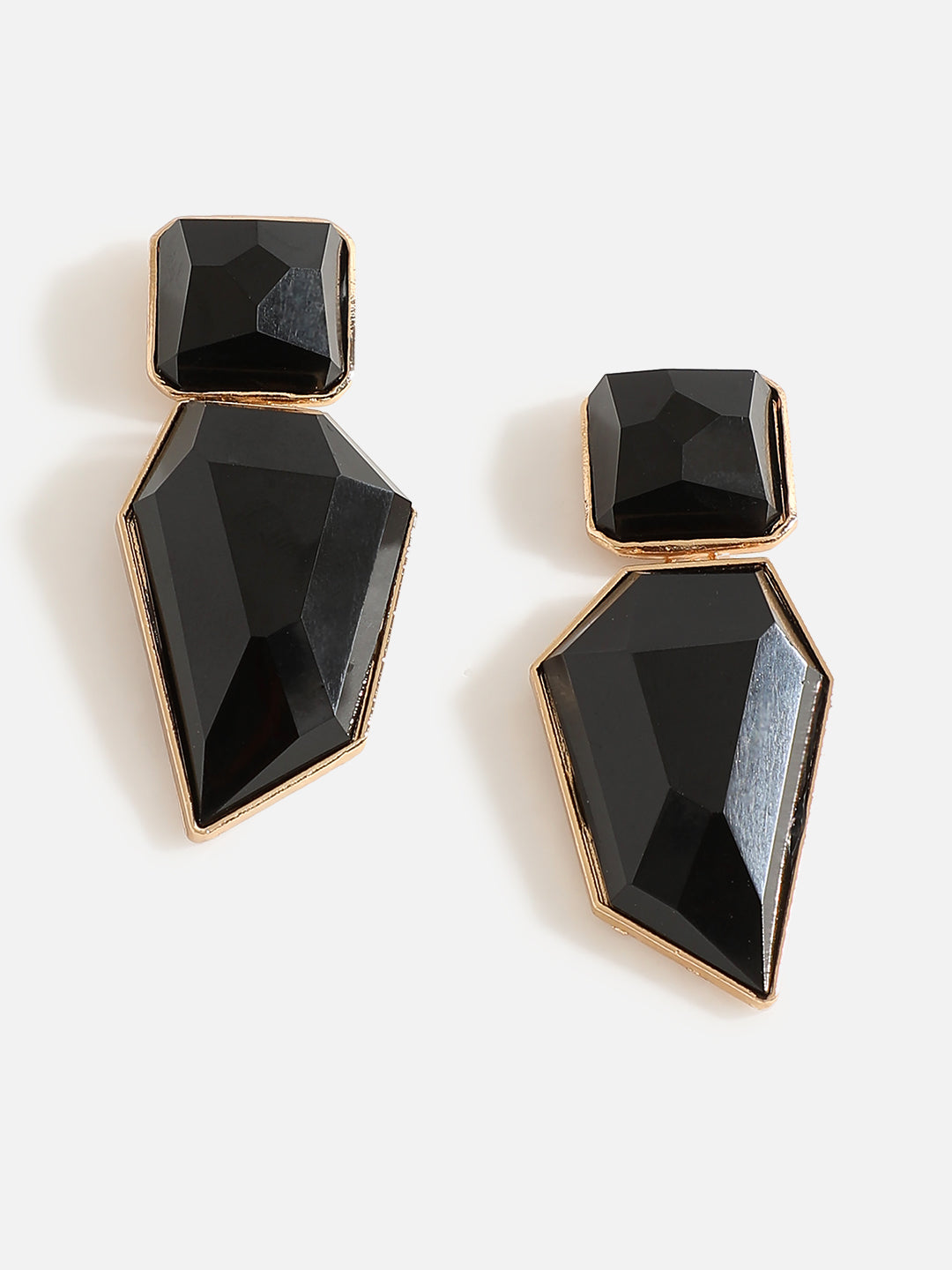 Black Stone Abstract Drop Earrings