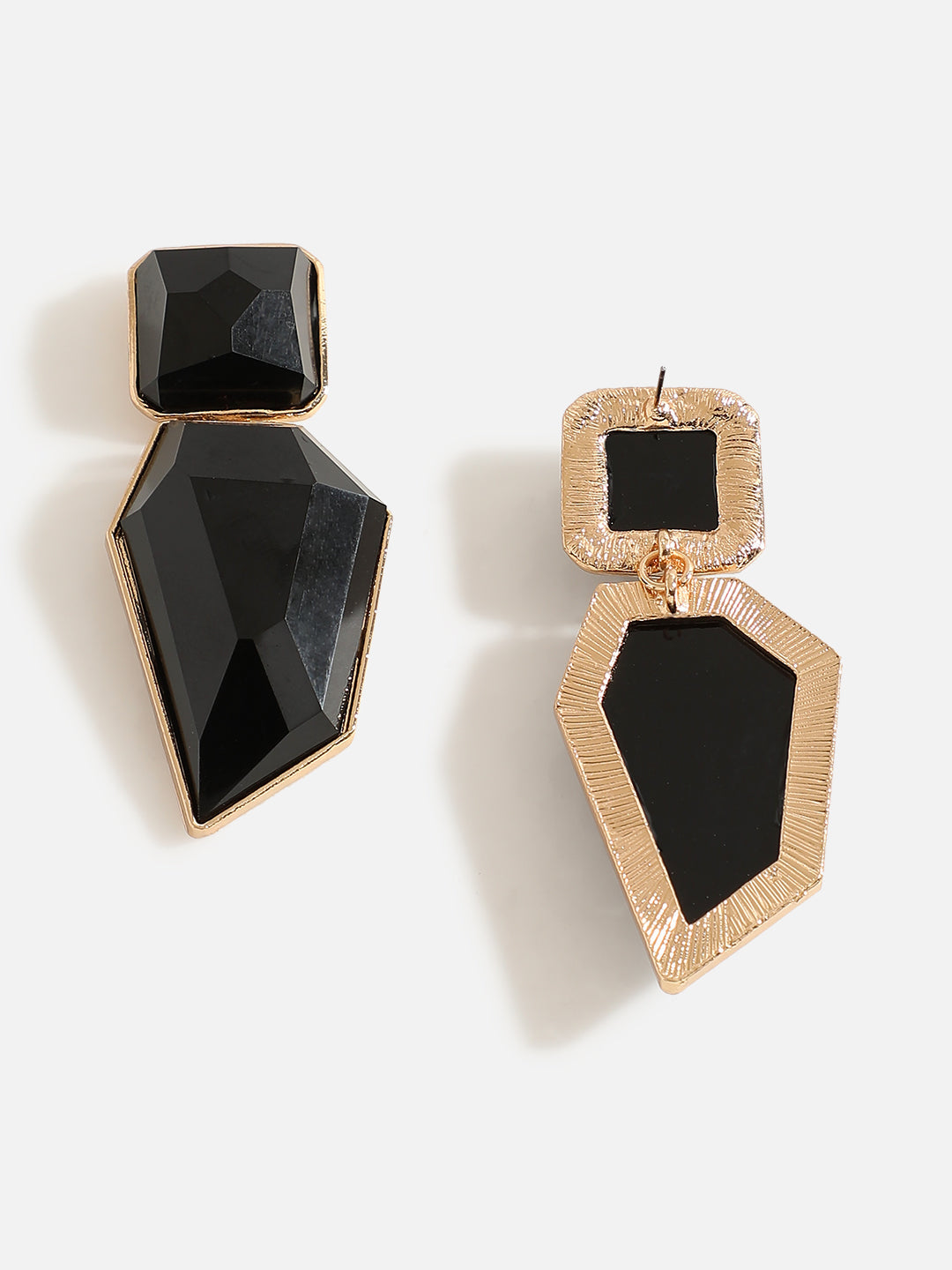 Black Stone Abstract Drop Earrings