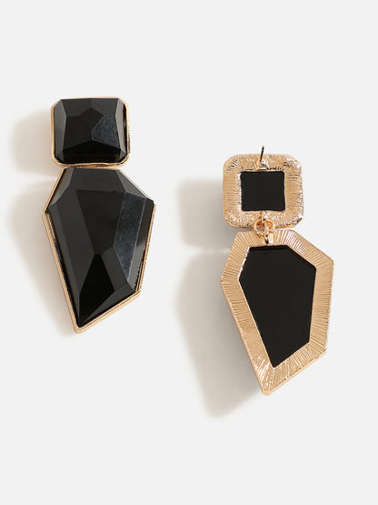 Black Stone Abstract Drop Earrings