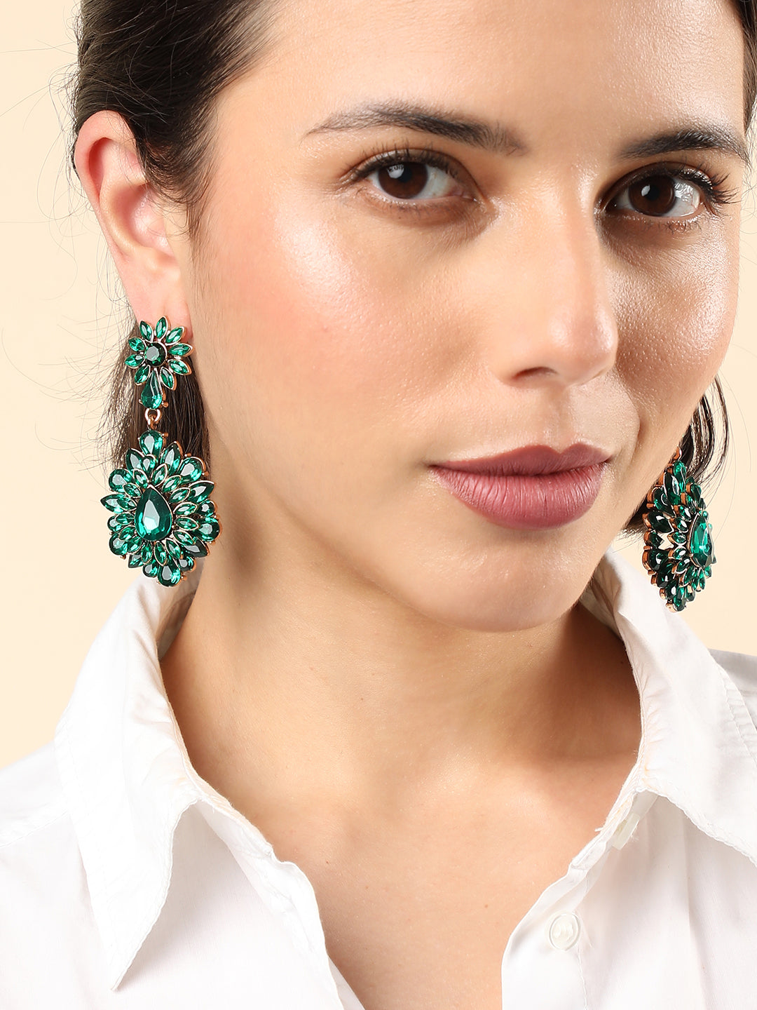 Green Stone Designer Drop Earrings