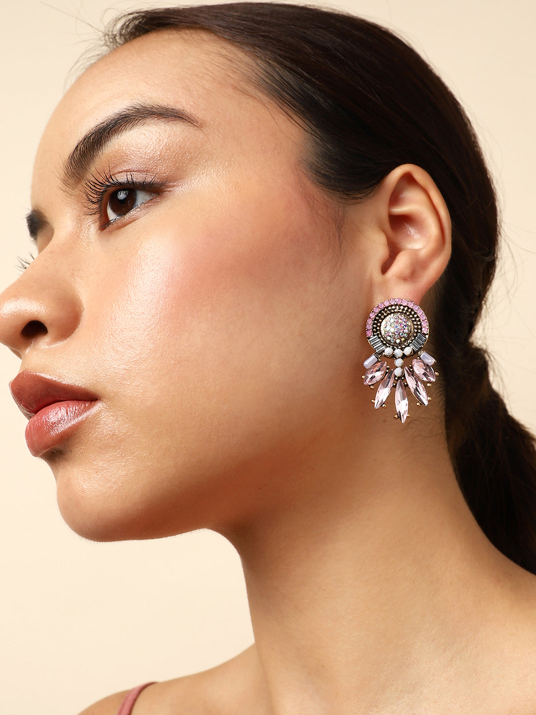Multi Colour Handmade Stone Drop Earrings