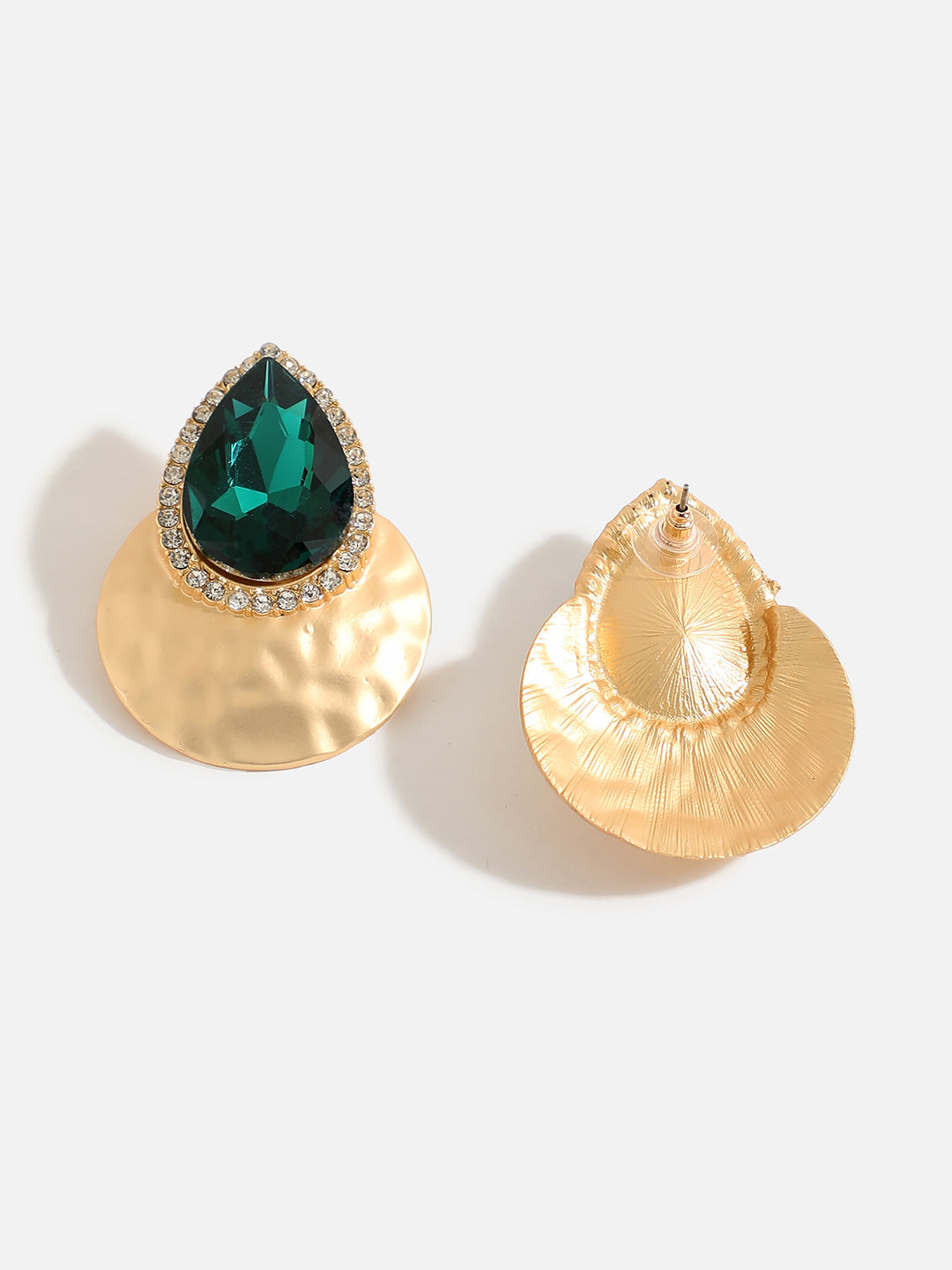 Green Stone Gold Plated Drop Earring