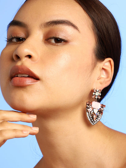 Multi Colour Stones Statement Drop Earrings