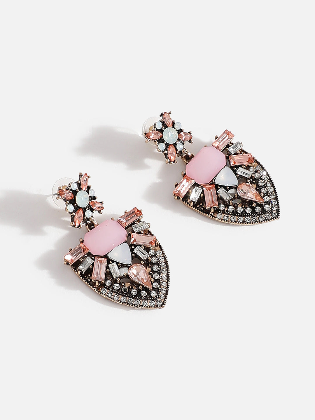 Multi Colour Stones Statement Drop Earrings