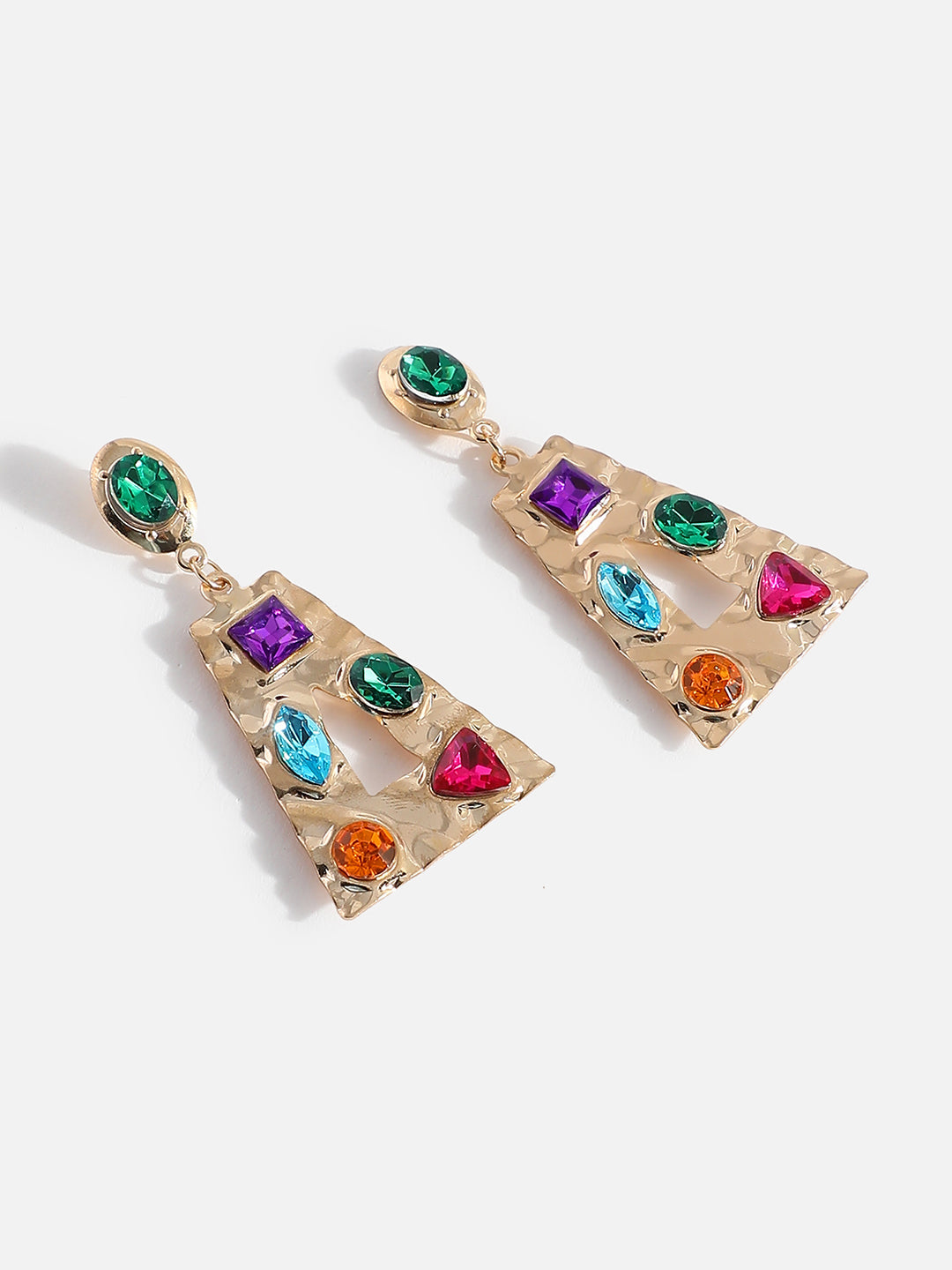 Multi Colour Stones Statement Drop Earrings