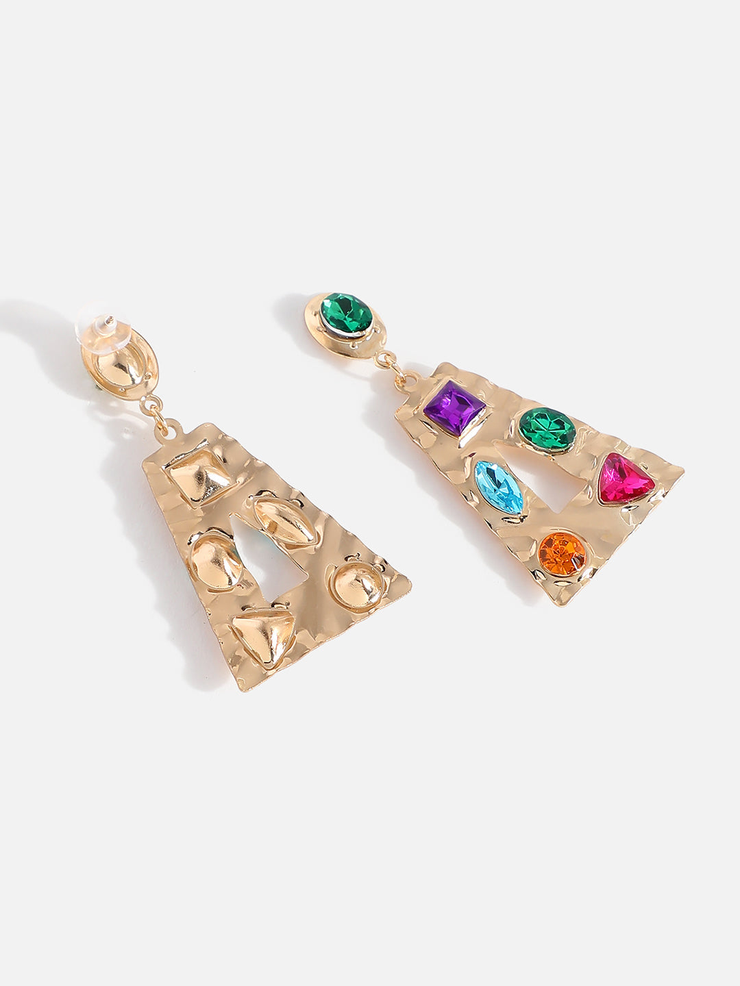 Multi Colour Stones Statement Drop Earrings