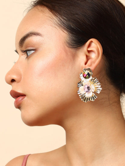 Gold Plated Floral Drop Earrings