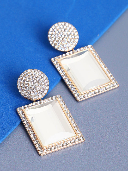 Gold Plated Rhinestones Drop Earrings