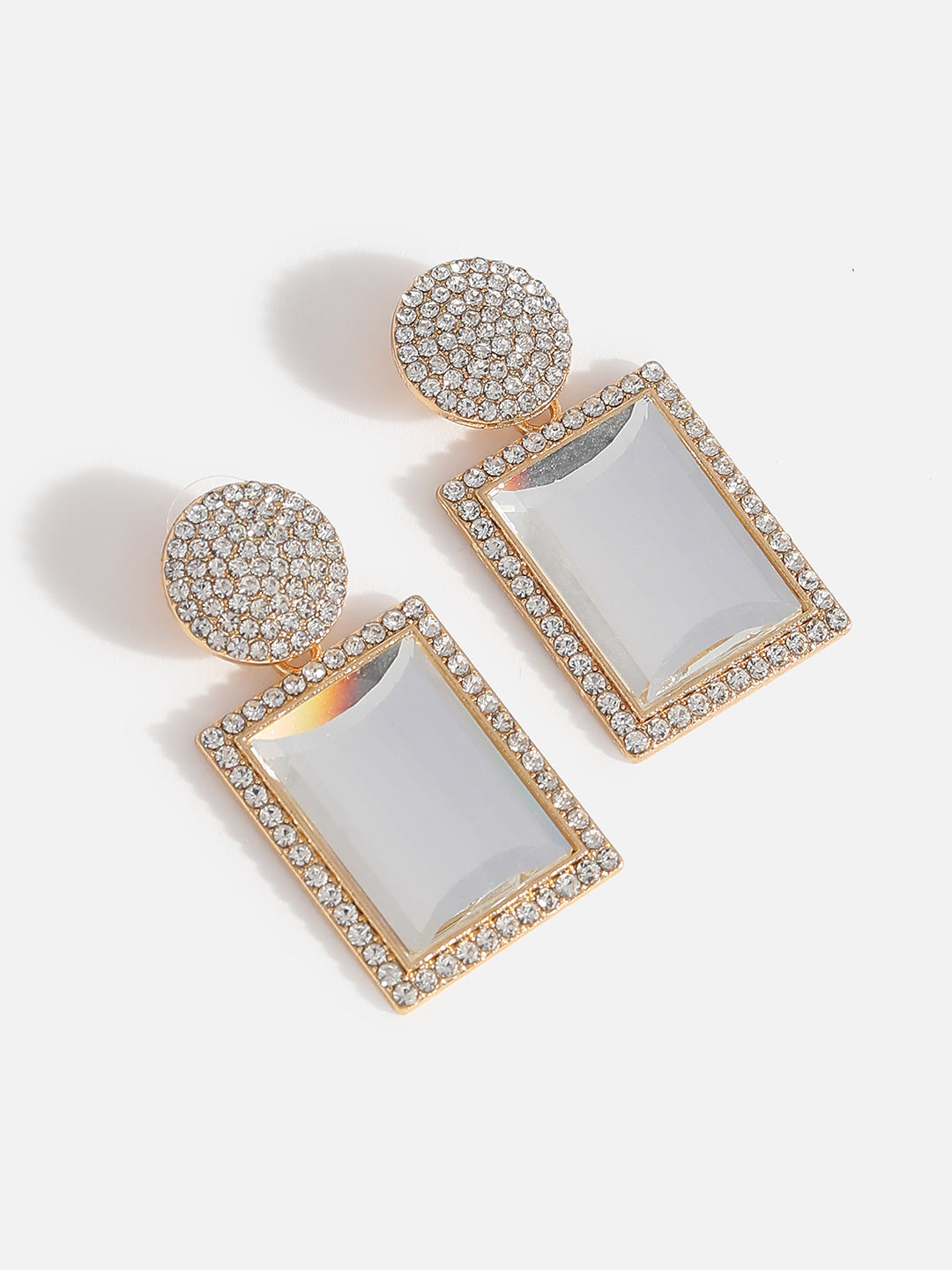 Gold Plated Rhinestones Drop Earrings