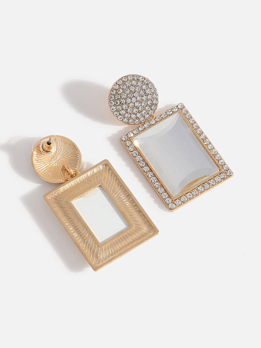 Gold Plated Rhinestones Drop Earrings