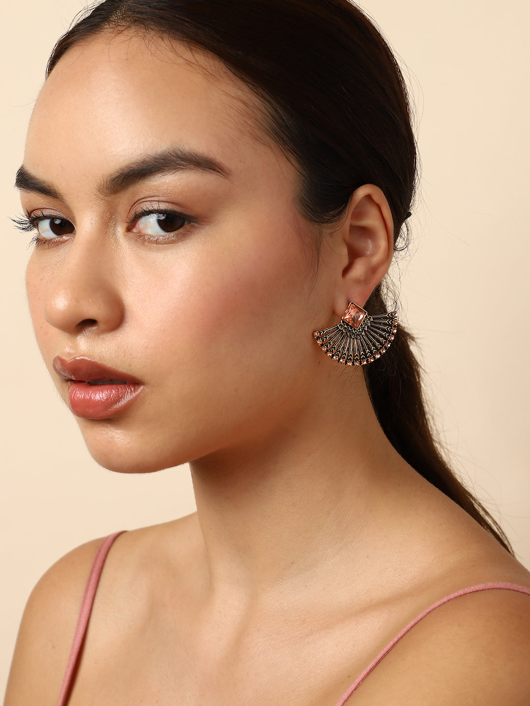 Brown Stone Designer Stud Earrings