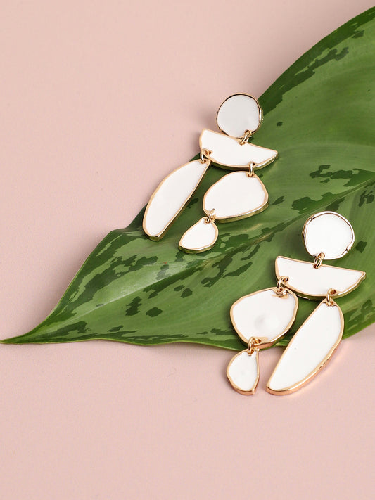 GOLD PLATED WHITE DESIGNER DROP EARRINGS FOR WOMEN AND GIRLS