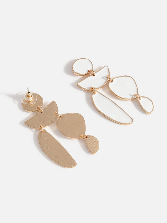 GOLD PLATED WHITE DESIGNER DROP EARRINGS FOR WOMEN AND GIRLS