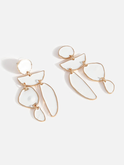 GOLD PLATED WHITE DESIGNER DROP EARRINGS FOR WOMEN AND GIRLS