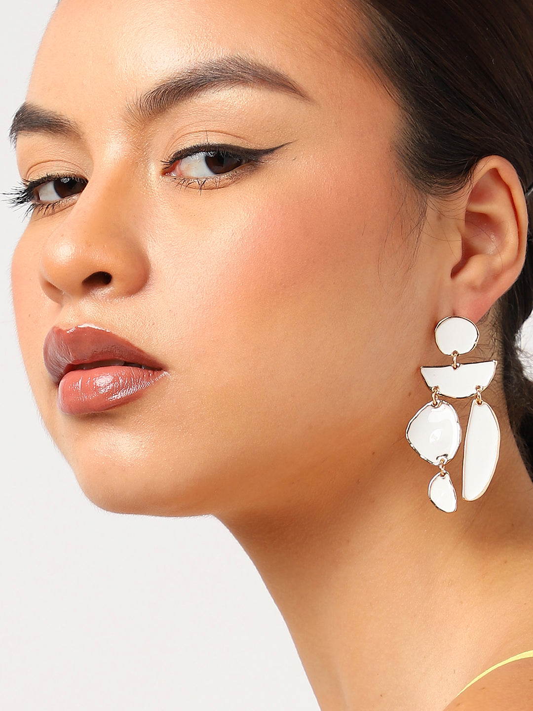 GOLD PLATED WHITE DESIGNER DROP EARRINGS FOR WOMEN AND GIRLS