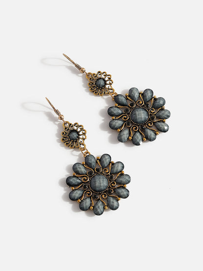 Blue Stone Flower Detailing Earring