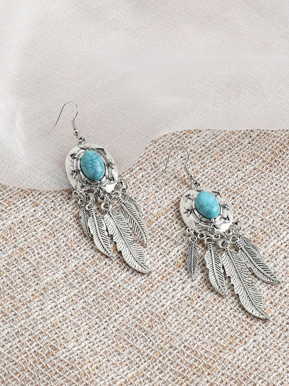 Blue Stone Silver Dreamcatcher Earring