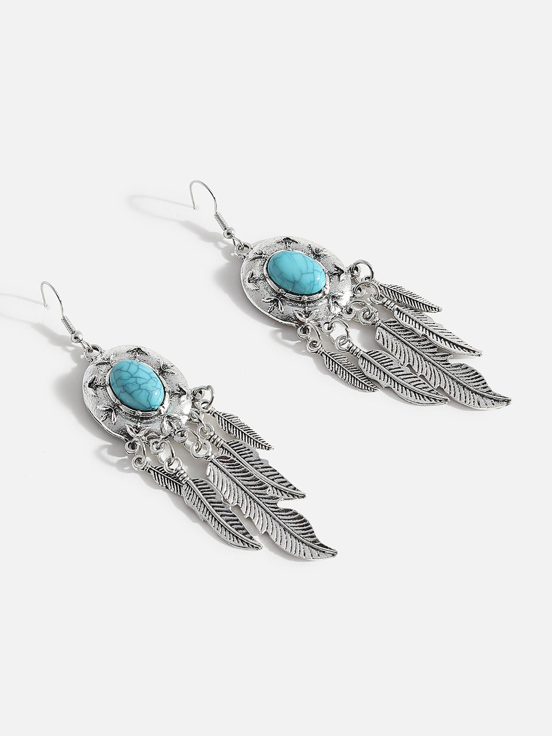 Blue Stone Silver Dreamcatcher Earring