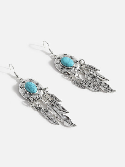 Blue Stone Silver Dreamcatcher Earring
