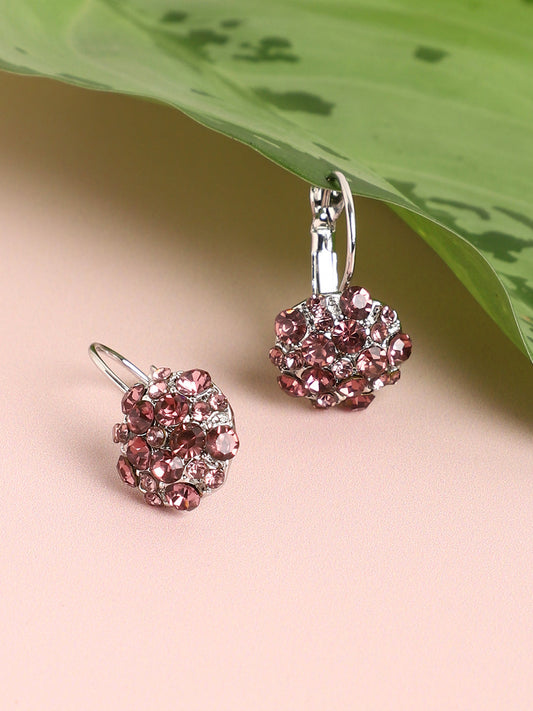 Purple Stone Flower Drop Earring