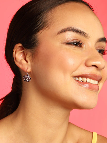 Purple Stone Flower Drop Earring