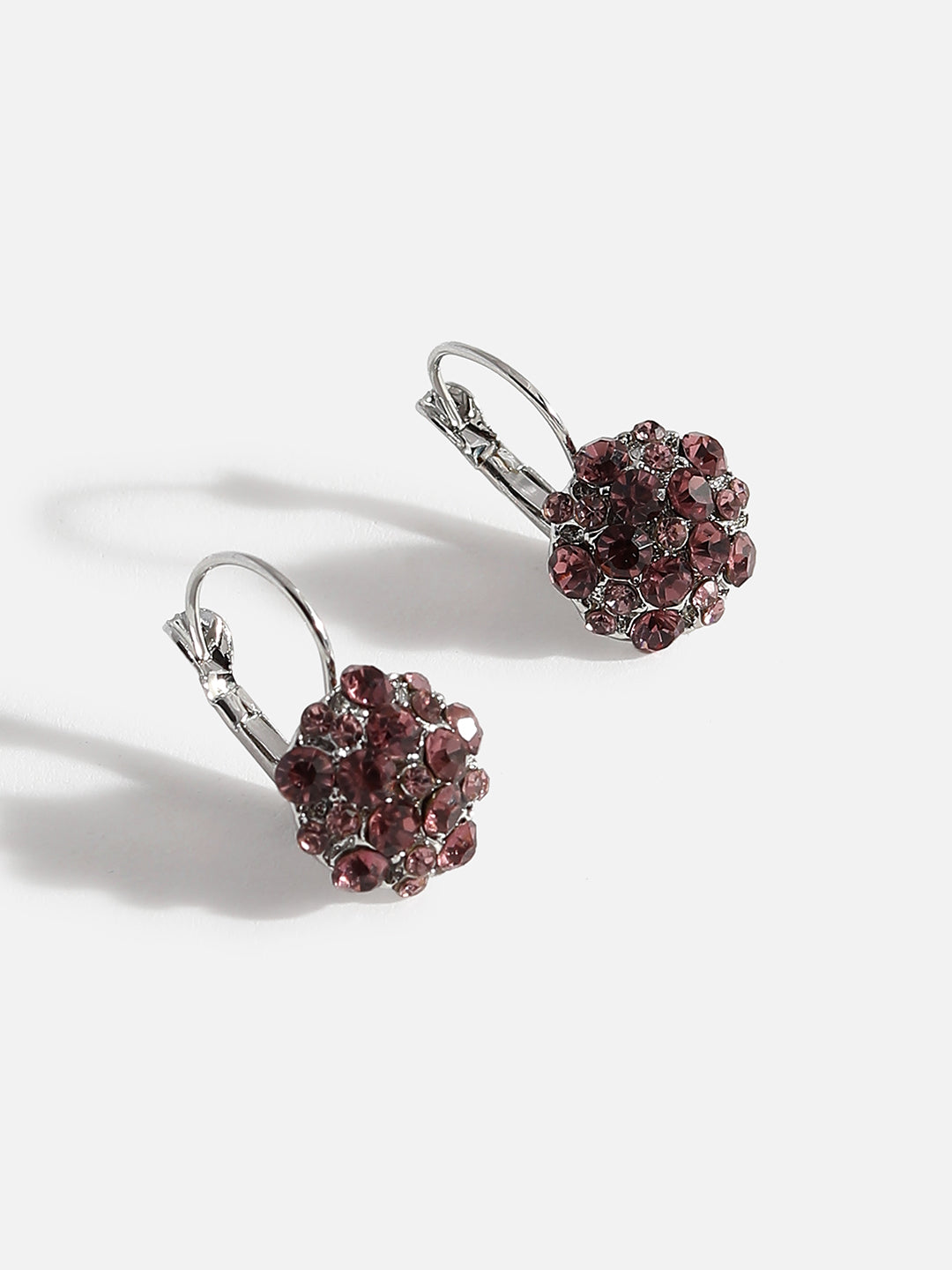Purple Stone Flower Drop Earring