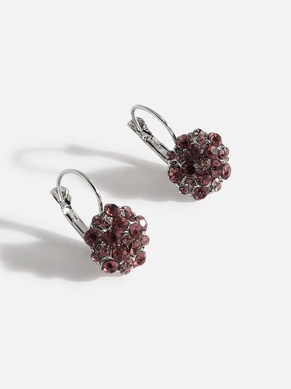 Purple Stone Flower Drop Earring
