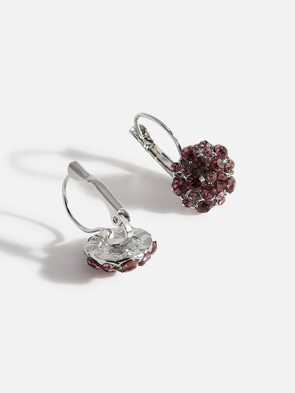 Purple Stone Flower Drop Earring