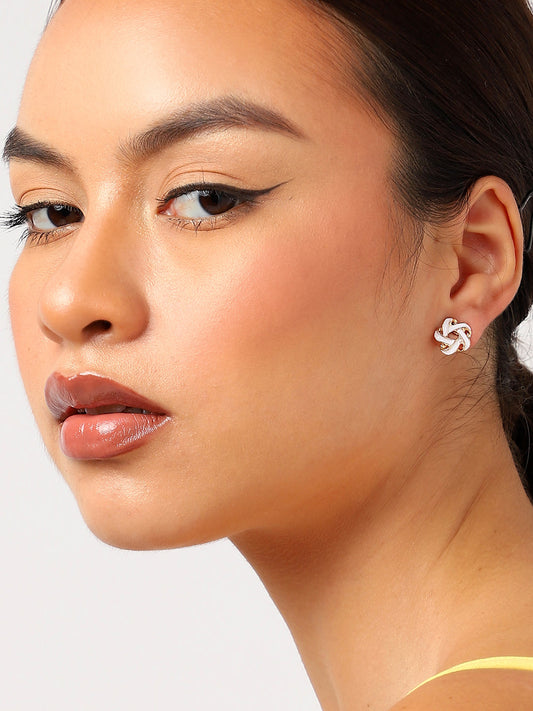 Gold Plated White Stud Earrings