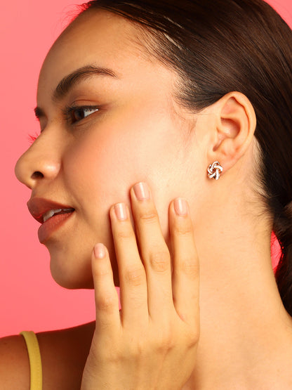 Gold Plated White Stud Earrings