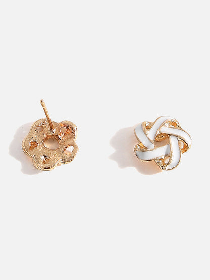Gold Plated White Stud Earrings