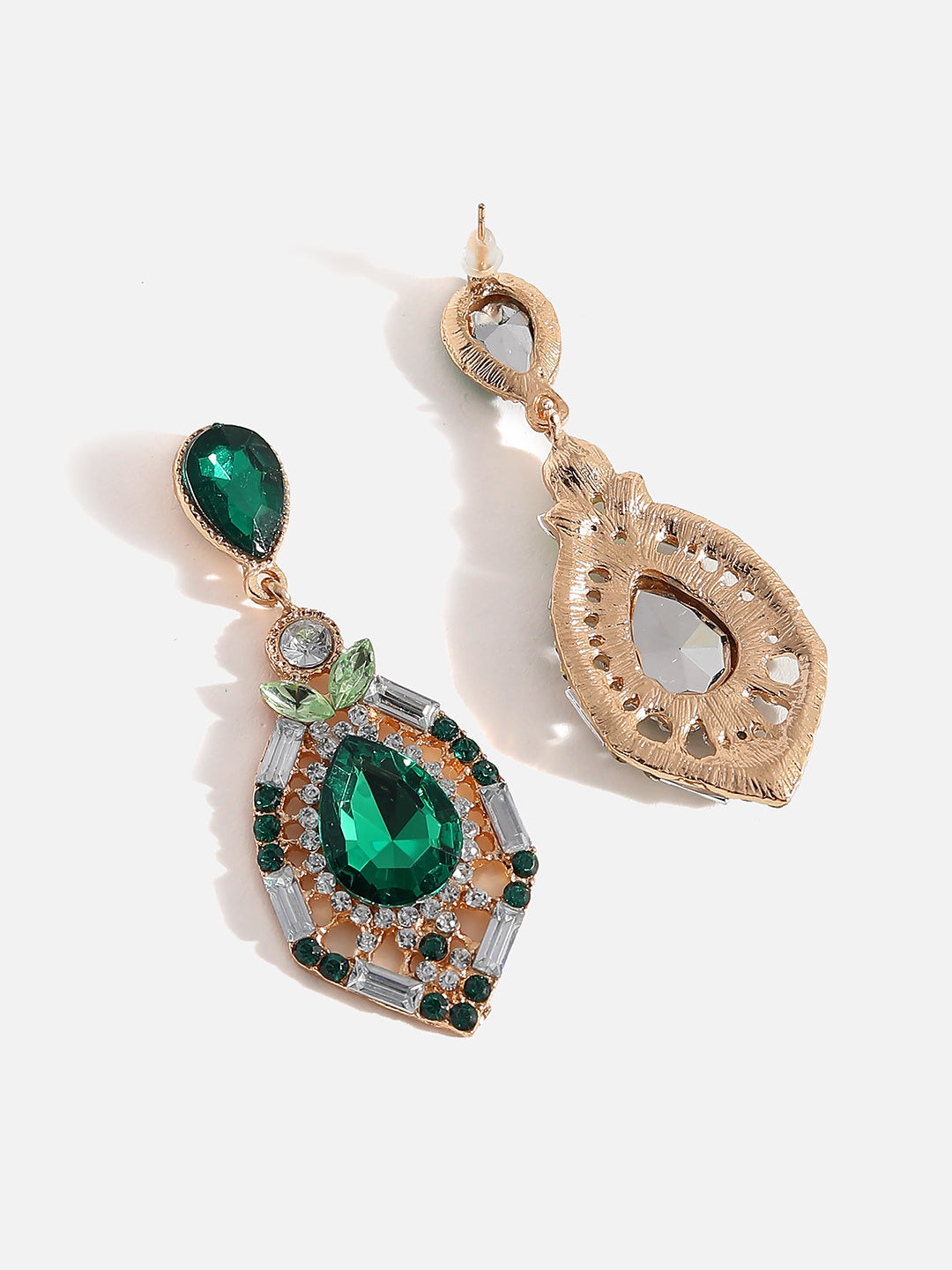Green Rhinestones Drop Earrings