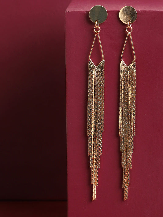 Gold Plated Long Dangle Earrings
