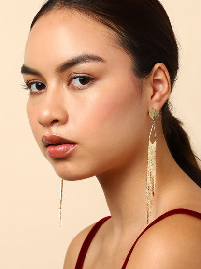 Gold Plated Long Dangle Earrings