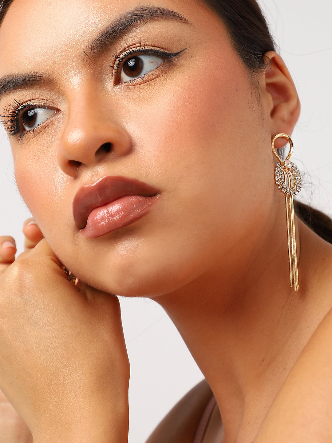 Gold Plated Long Dangle Earrings